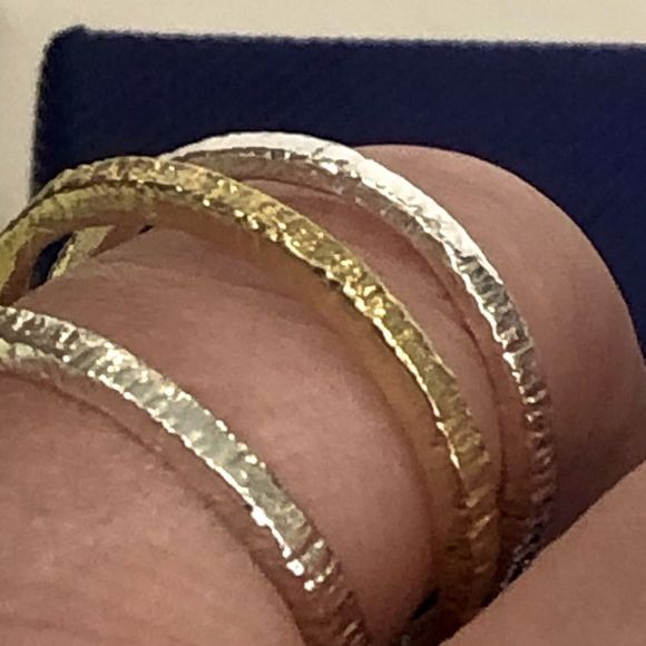 SILPADA Mixed Layers Two Tone Silver and Gold Triple Stack Ring 925 - Picture 7 of 7